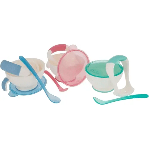 Nuby Garden Fresh Mash N' Feed Bowl with Spoon and Food Masher, Colors May Vary
