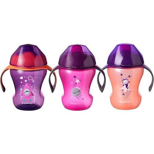 Tommee Tippee Infant Trainer Sippee Cup with Removable Handles | Spill-Proof, BPA-Free – 7+ months (8oz, 3 Count)