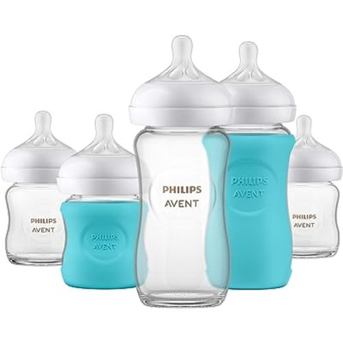 Philips AVENT Glass Natural Bottle with Natural Response Nipple, Baby Gift Set, SCD858/01