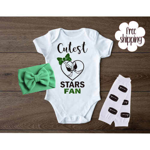 Cutest hockey fan baby bodysuit, hockey baby bodysuit,  Dallas hockey baby gift, Dallas hockey, baby shower gift