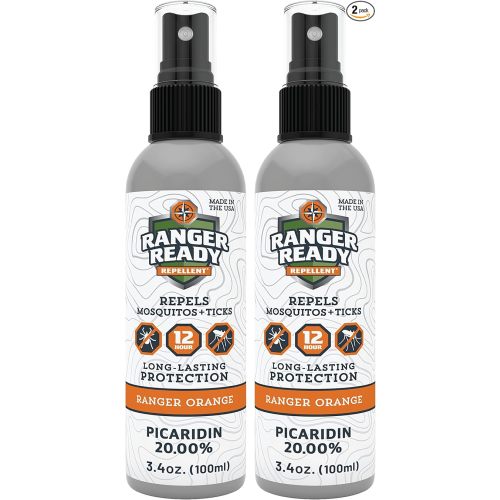 Ranger Ready Picaridin 20% Tick & Insect Repellent, Ranger Orange Scent Deet-Free Bug Spray, Travel Size 3.4 Oz. (Pack of 2)