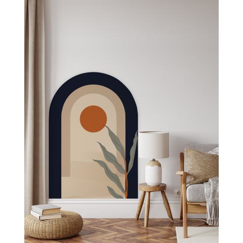 Bohemian Arch Wall Decal | Peel and Stick Modern Sun Arch Wall Sticker | Aesthetic Leaves Removable Self Adhesive Wall Art Headboard Sticker