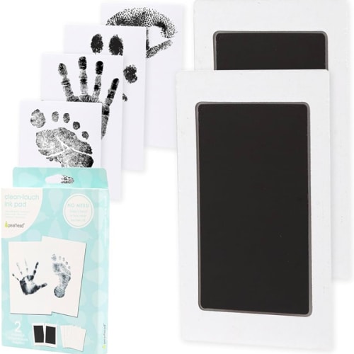 Pearhead Newborn Baby Handprint and Footprint Kit - Black, Pack of 2