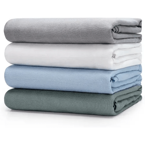 Muslin Swaddle Blankets, Large Receiving Blankets 47 x 47 inches, Swaddles for Baby Boys and Girls, Soft & Breathable Swaddle Wrap for Newborn, 4 Pack (Blue Series)