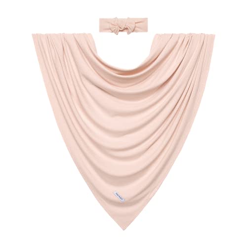 Posh Peanut Baby Swaddle Blanket & Headband - Matching Newborn Girl Swaddle Set, Use As a Receiving Blanket or Nursing Cover