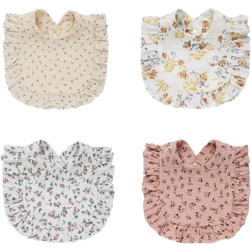 LULLASONG 4 Pack Solid Muslin Baby Bibs Baby Bandana Drool Bibs Absorbent Cotton Bibs For Unisex Boys Girls