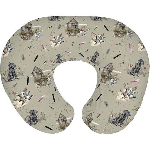 Vintage Duck Hunting Hunter Baby Nursing Pillow Covers for Boy Girl Retro Mallard Ducks Dog Farmhouse Nursery Pillowcase for Breastfeeding Pillows Wild Bird Soft Stretchy Slipcover for Newborn Infant