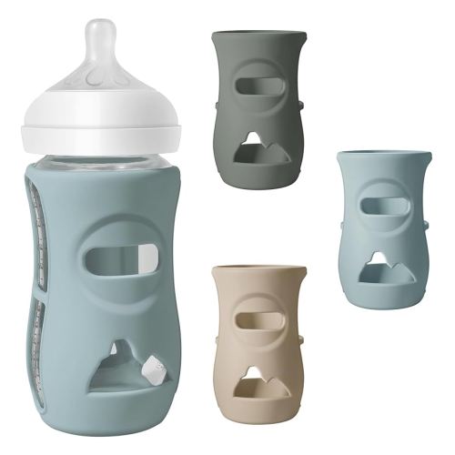 3 Pack Silicone Sleeves for Philips Avent Natural Bottle, Food Grade Silicone Anti Breakage Baby Bottles Holder, Compatible with Philips Avent Glass Natural Baby Bottle 8oz