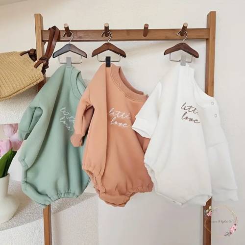 Embroidered jumpsuit for baby toddler, Little Love Long Sleeve Winter Onesie Romper for Baby Gift ideas for New Mom, Baby Photography Outfit