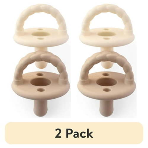 (2 pack) Itzy Ritzy Sweetie Soother Braid Pacifier Set of 2 Toast and Buttercream