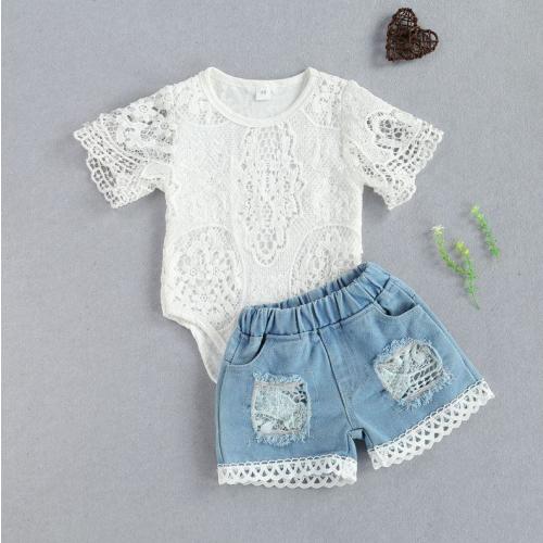 Sweet Lace Romper & Denim Shorts