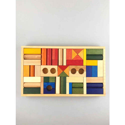 Wooden Rainbow Blocks in Tray 54pcs – Woodberry