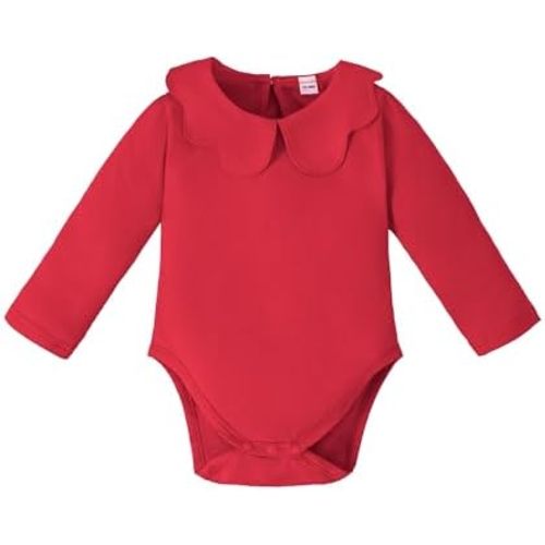 0-24M Infant Girls Ruffle Collar Bodysuit Baby Girl Casual Romper Toddler Solid Color Jumpsuit Winter Clothes