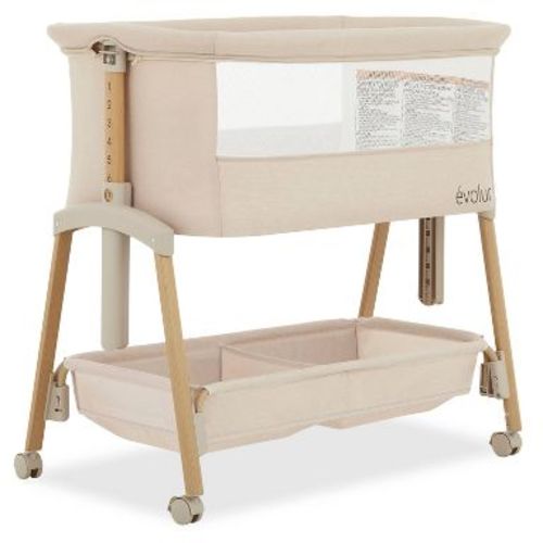 Evolur Lullaby Portable Bassinet with Wheels - Beige