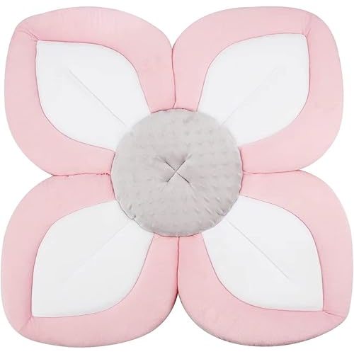 PandaEar Baby Bath Pad for Infant Newborn | Soft Flower Petals for Sink Bathtub Essentials Shower Gift -Pink