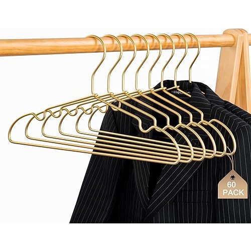 12.6” Matte Gold Metal Kids Baby Hangers, 60Pack, Non Slip Suit for Coated Wire Children Clothes Hangers Closet Storage, Retail Display,Space Saving for Toddler Coats Infant Hangers