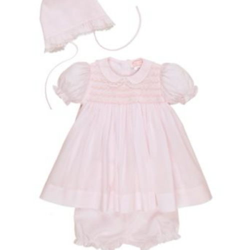 Petit Ami Baby Girls Pink Lace Dress with Hat | Belk