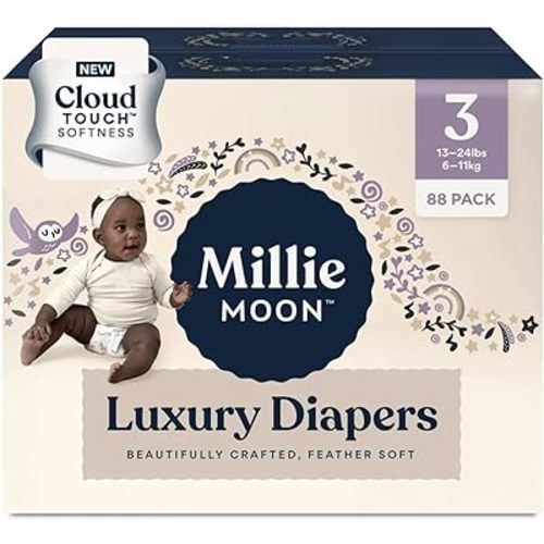 Millie Moon Diapers Sizes 1-6 Luxury Diapers COUCHES DE Luxe (Choose Size) (Size 3-88 Diapers (13lbs-24lbs))
