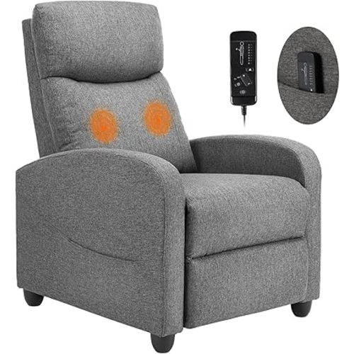 Sweetcrispy Massage Recliner Chair for Adults, Adjustable Home Theater Seating with Lumbar Support, Small Recliners for Small Spaces, Dark Grey