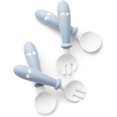 BabyBjörn Baby Spoon and Fork, 4 pcs, Powder Blue