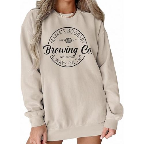 KEKEMI Women Mama's Boobery Sweatshirt MAMA Breastfeeding Shirt Mom Nursing Long Sleeve Shirts Crewneck Pullover Tops Clothes