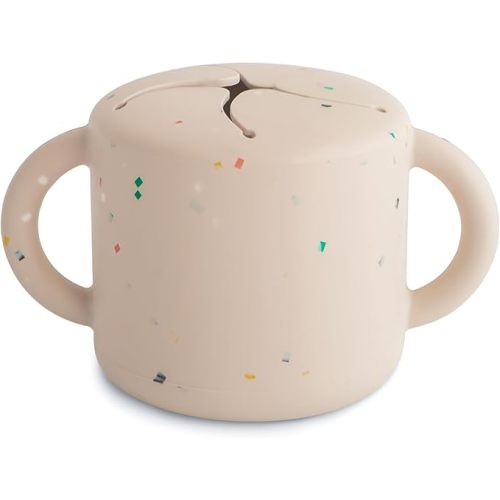 mushie Silicone Snack Cup | Spill Proof Food Container for Toddler and Baby (Vanilla Confetti)