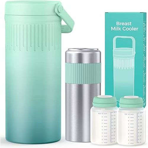 Xaproo 22oz Stainless Steel Breast Milk Cooler Bottle, Large Capacity Portable Breastmilk Chiller with 2pcs Storage Bottle, 24 Hours Cooling Baby Feeding Essentials for Work Travel, BPA-Free