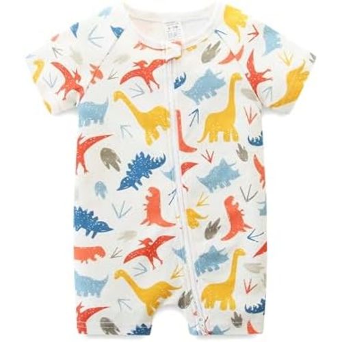 Gender Neutral Baby Clothes Cotton Short Sleeve Pants Double Zipper Footless Coming Home Outfit Boy Girl