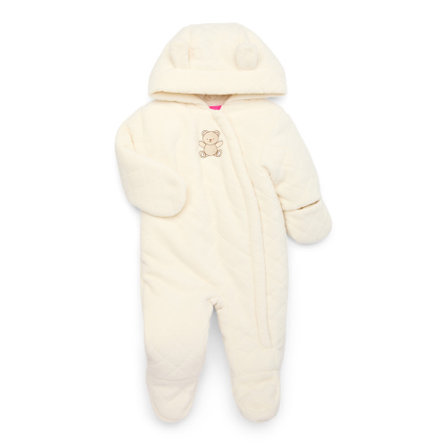 Wippette Baby Fleece Snow Pram with Bear Embroidery, Sizes 0M-9M