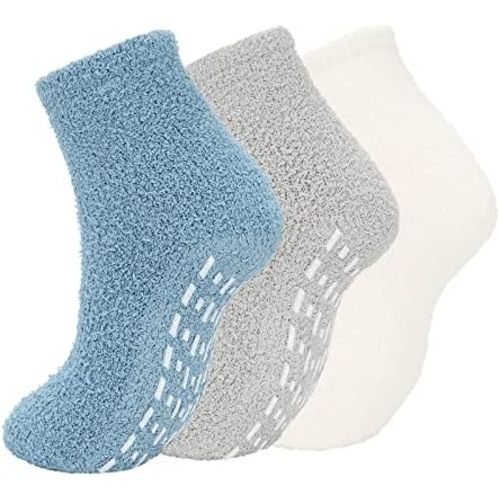 American Trends Hospital Socks Non Slip Socks with Grips for Women Fuzzy Fluffy Grippy Socks Warm Slipper Socks