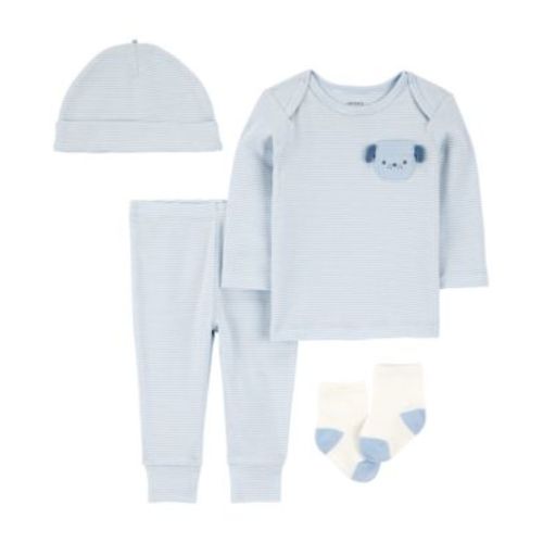 Baby Boys 4-Pc. Cotton Puppy-Print Outfit Set