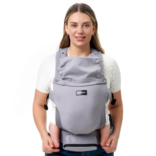 Momcozy Newborn Baby Carrier - Ergonomic, Cozy and Lightweight Carrier for 7-24lbs, Adjustable Neck Support with Sunshield, Breathable Airmesh Perfect for Summer Outing, Light Purple