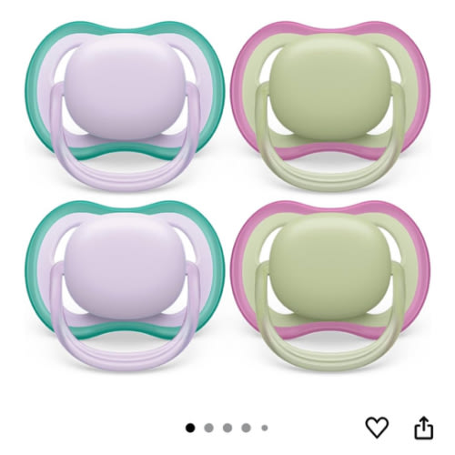 Philips Avent Ultra Air Pacifier - 4 x Light, Breathable Baby Pacifiers for Babies Aged 0-6 Months, BPA Free with Sterilizer Carry Case, SCF085/50