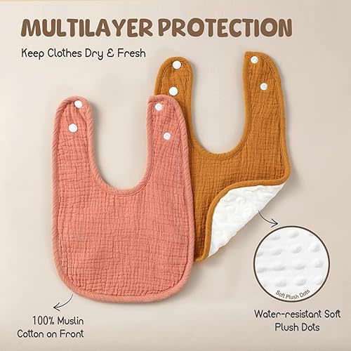 6-Pack Muslin Baby Bibs for Unisex Boys Girls, Cotton Baby Drool Bibs

Open to any type/brand