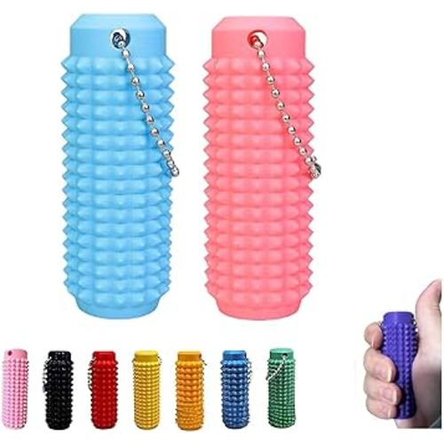 2Pack Little Ouchies Fidget,Little Ouchies Pain Fidget,Stress Relief Toy,Spiky Grippie Stim Keychain for Anxiety Relief Positiv Fidget Keychain (Blue+Pink)