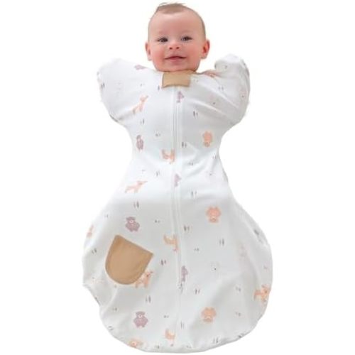 Baby Transition Swaddle Sleep Sack with 2-Way Zipper 100% Cotton Soft Comfortable Sleeping Bag 1.0 TOG