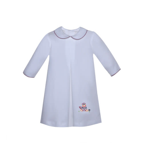 White Knit Daygown pipped in Garnet Gingham - Remember Nguyen