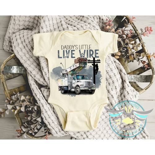 Lineman Baby Onesie® Daddy's Little Live Wire, Daddy's Boy, Baby Boy, Daddy Is My Hero, Rescue, Baby Shower Gift, Dad Gifts, Occupation