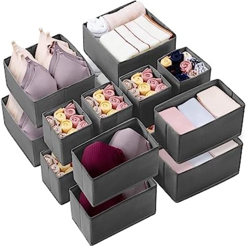 Kootek 16 Pack Drawer Organizer Clothes, Dresser Drawer Organizers for Clothing Fabric Foldable Closet Organizers and Storage Bins for Baby Clothes, Nursery, Underwear, Bras, Socks