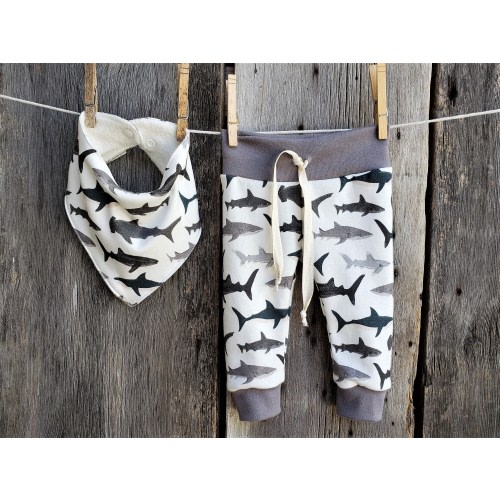 Shark baby clothes, Organic shark outfit, gender neutral baby, Ocean baby leggings, organic baby pants, baby joggers,