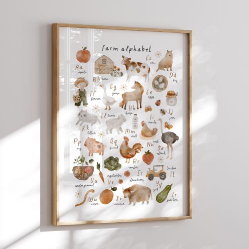 Farm Animal Alphabet Print, Farm Nursery Wall Art, Farm Animals, Kids Farm Room Decor, Nursery Prints, Nursery Wall Art, Farm Nursery Decor