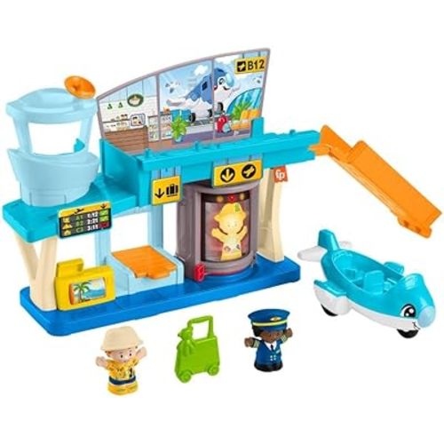 Fisher-Price Little People Toddler Toy Everyday Adventures Airport Playset with Airplane for Preschool Pretend Play Ages 1+ Years