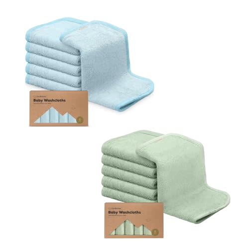 KeaBabies 6-Pack Baby Washcloths - Soft Viscose Derived from Bamboo Washcloth, Baby Wash Cloths, Baby Wash Cloth for Newborn, Kids, Bath Baby Towels, Face Towel, Face Cloths for Washing Face