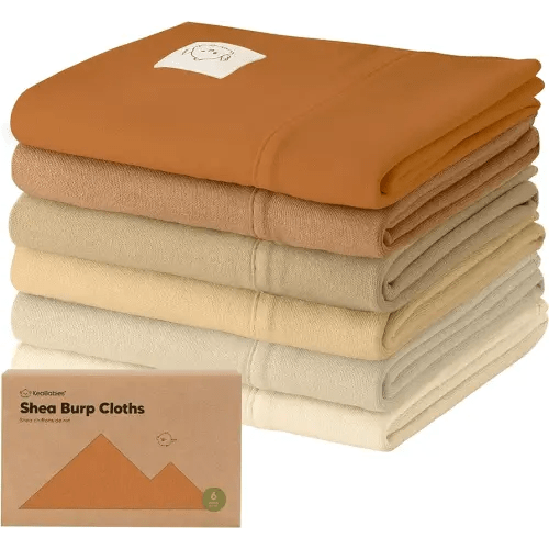 Organic Burp Cloths Baby Boy, Girl - 6-Pack Large 100% Cotton Burping Cloths for Babies, Spit Up Rags, Super Absorbent, Ultra Soft Newborn Rag, Gender Neutral, Machine Washable, Durable (Terracotta)