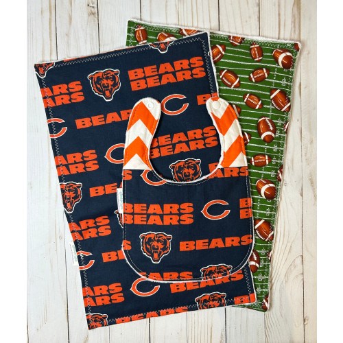 Chicago Bears 1 Bib and 2 Burp Cloth Set