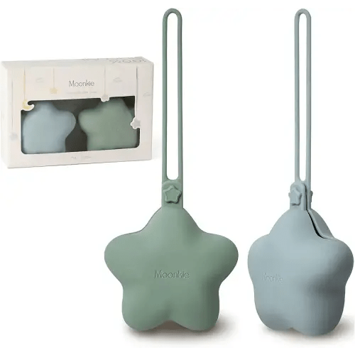 Moonkie Silicone Pacifier Holder Case, Cute Portable Pacifier Storage Case, 2 Pack