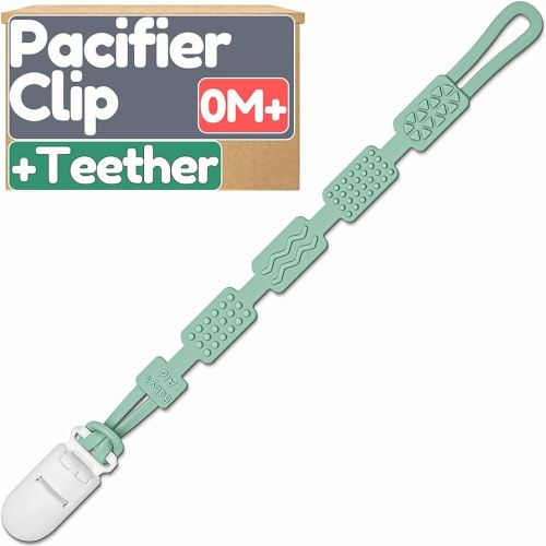 Silicone Pacifier Clip for Babies | 4 Teething Relief Textures, 100% Food-Grade One-Piece Design | Flexible & Easy to Clean Binky Holder for Boys & Girls, Pacifier Holder for Infants – Baby’s Aid
