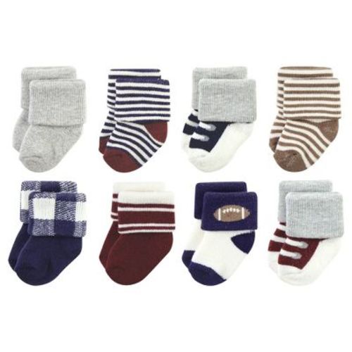 Hudson Baby Infant Boys Cotton Rich Newborn and Terry Socks, Football, 6-12 Months