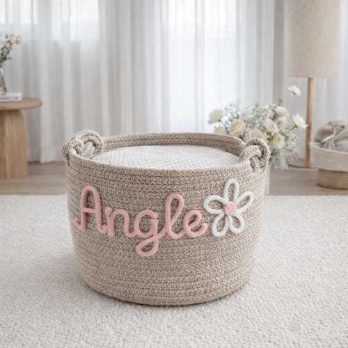 Personalized Baby Storage Basket, Custom Baby Name Basket, Woven Rope Toy Bin, Baby Shower Gift, Nursery Decor