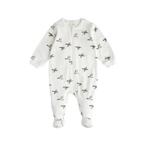 Mallard Print One Piece Cotton Footie Pajamas